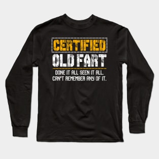 Certified Old Fart Funny Retirement Long Sleeve T-Shirt